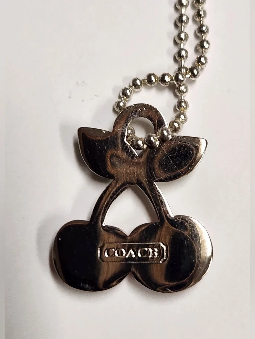 Coach Cherry Pendant Necklace - Red & Green Enamel